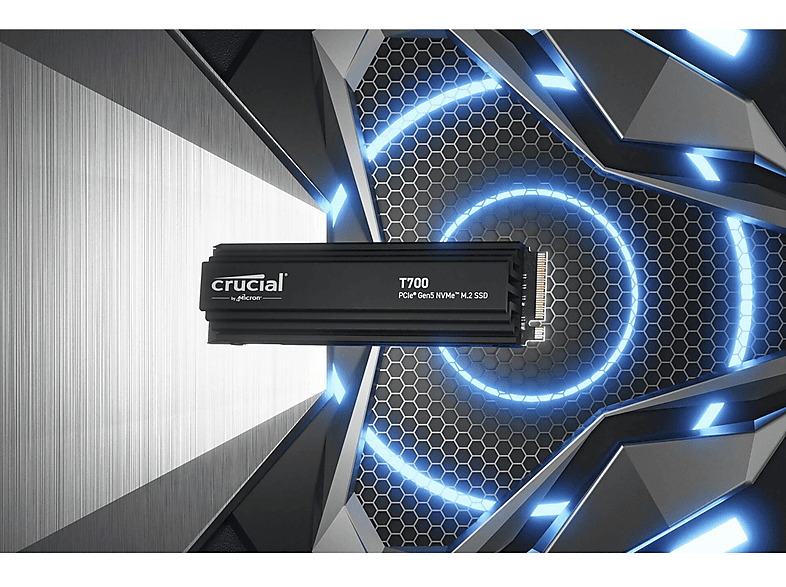 CRUCIAL T700 mit heatsink PCIe Gen5 NVMe M.2 Festplatte, 2 TB SSD via NVMe, intern