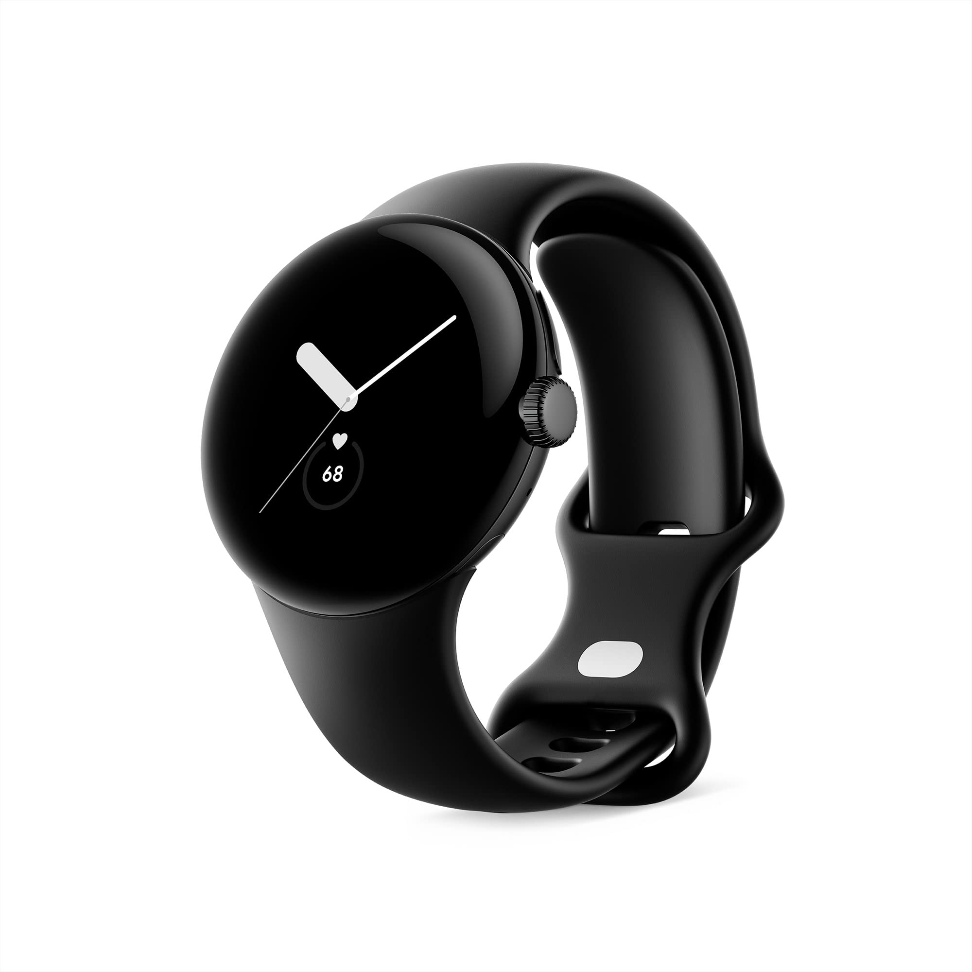Google Pixel Watch – Android-Smartwatch mit Aktivitätsaufzeichnung – Smartwatch mit Herzfrequenz-Tracker – Edelstahlgehäuse in Matte Black mit Sportarmband in Obsidian, Wifi