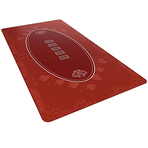Bullets Playing Cards Designer Pokermatte rot in 180 x 90 cm für den eigenen Pokertisch - Deluxe Pokertuch – Pokerteppich – Pokertischauflage …