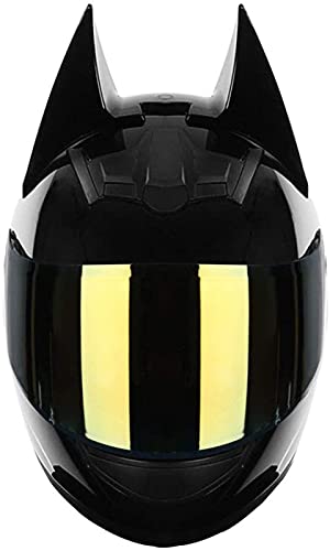 Batman Helm, Motorradhelm Für Männer Und Frauen, Vollgesichtsmotorradhelm Mit Fledermaushelm, ECE-Zulassung, Motorradhelm D,L