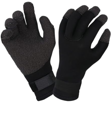 Tauchhandschuhe 3-mm-Handschuhe, beständig, warm halten for Schnorcheln, Paddeln, Surfen, Kajakfahren, Kanufahren, Speerfischen, Wassersport Neoprenhandschuhe (Color : Kevlar-Black, Größe : S)