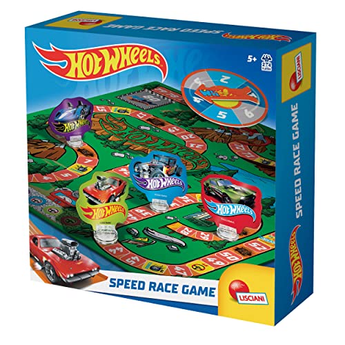 Lisciani - HOT Wheels - Speed Race Game - Das Hot Wheels Gänsespiel für Kinder ab 5 Jahren - Klassisches Renn-Gesellschaftsspiel - 2 bis 4 Spieler - Fördert Gedächtnis, Logik, einfache Berechnungen