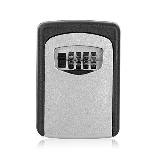 Lock Box, Schlüssel-Safe mit Wandbefestigung mit 4 stellige Kombination Lock Security Key Box für Outdoor, 12,5 × 8.8 × 4 cm