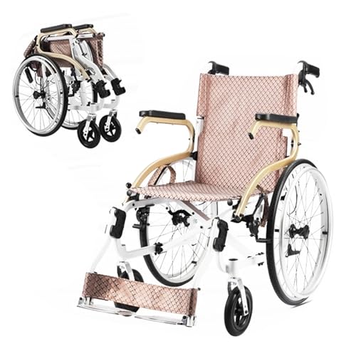 Rollstühle mit Selbstantrieb, Faltbarer Transportrollstuhl,Faltbar Leicht Reiserollstuhl,Sitz 45cm, Zwei Bremssysteme, für ältere Menschen, für Behinderte