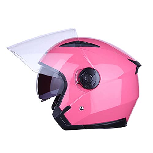 Rollerhelm Jet Motorrad-Helm Scooter-Helm Moped Mofa-Helm Retro Vintage Pilot Biker Offenes Helmet Erwachsener Herren Damen Atmungsaktiver Mopedhelm DOT/ECE-Zertifizierung,Pink 2,M