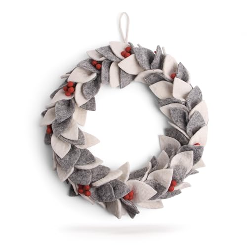 Én Gry & Sif Türkranz Dekohighlight für Herbst Winter Weihnachten I Hand-Made & fair-Trade I Weihnachtskranz aus Filz, Weihnachtsdeko Fenster innen hängend I ⌀30cm