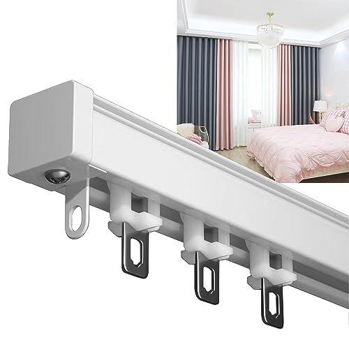 Schienen Aluminium Für Vorhang 120cm 240cm 350cm 460cm Gardienenschiene 1 Läufig, Stabil Curtain Rail Für Innen Und Außen, Mit Silent-Rolle Tragfähigkeit 80kg Für Verdunkelung Trennwand