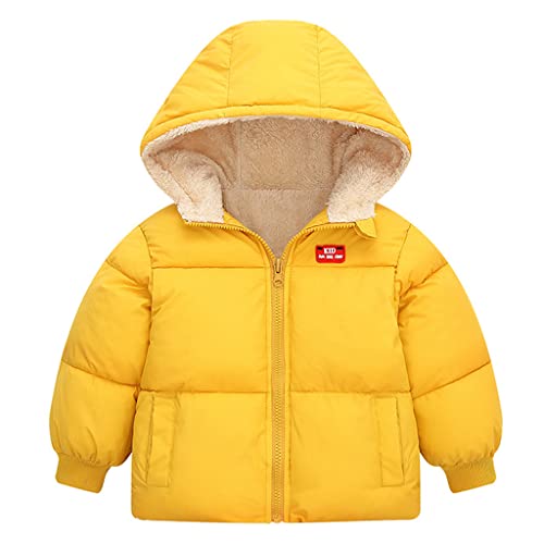 Baby Jacke mit Kapuze Kinder Winter Mantel Jungen Mädchen Oberbekleidung Outfits Gelb 1-2 Jahre