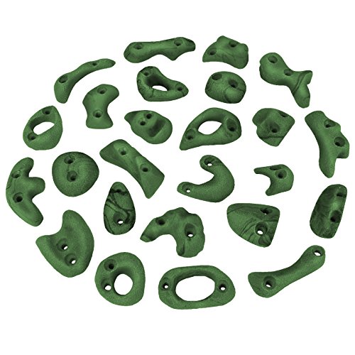 ALPIDEX 25 Klettergriffe - Verschiedene Grifftypen, ideales Starterset, Farbe:grün-meliert