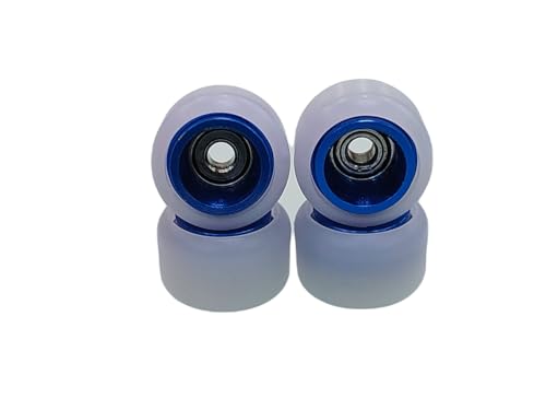 Leefai Griffbrett-Räder, handeingebettete Legierungsschicht – Hot Finger Skateboard-Räder – Ultra Spin Kugellager – 8,5 mm x 5,0 mm – weiße Räder mit Legierungsfarbe (blau)