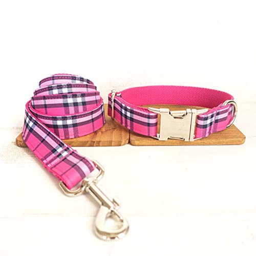 Gulunmun Klassische Halsbänder Pet Produkte Unabhängig Metalllegierung Schnalle Hundehalsband + Zugkraft Rosa, XL, 2,5 * 120 cm