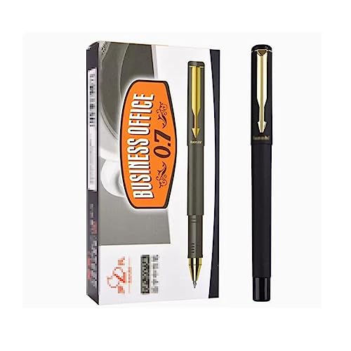 gaozxfdc Stilvoll 12 Stück mattschwarzer Kugelschreiber mit goldenem Rand, 0,5 mm/0,7 mm/1,0 mm schwarzer Unisex-Stift, Business-Büro-Signaturstift Langlebig