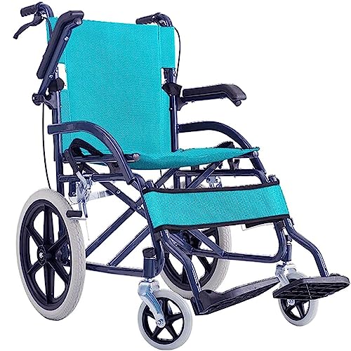 Rollstuhl Transit Travel Chair-Travel Lightweight Folding Portable Old Trolley Disabled Scooter Solid Wheel Handrails 58x90x94cm (Color : B)