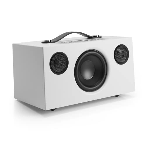 Audio Pro C5 MKII - Tragbarer Multiroom Lautsprecher mit Bluetooth & WiFi - Kabelloser Smart Speaker mit App-Steuerung für Air Play, Spotify Connect - Weiss