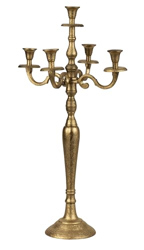 Kerzenständer 5-armig Gold Kerzenleuchter Kandelaber aus Metall Höhe 80 cm