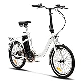 VecoCraft Nemesis Folding Electric Bike weiß, 20 Zoll Elektrofahrrad, 250W Motor 36V 280.8Wh herausnehmbarer Akku, Faltrad Herren Elektrofahrrad Damen