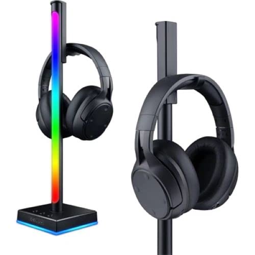 DeLUX Halterung für Kopfhörer, beleuchtet, Smart RGB für Gaming-Desktop, Synchronisierung der Beleuchtung RGB mit Musik über eine App