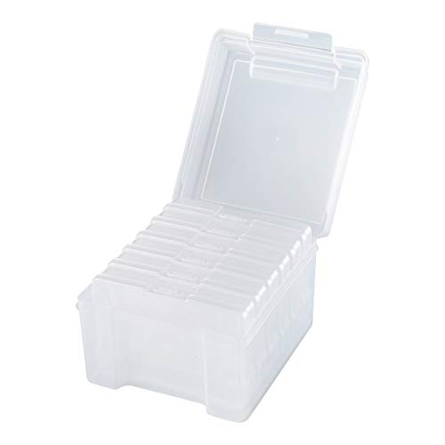 Foto-Aufbewahrungsbox, Fotobox Fotoschachtel mit 6 Kassetten für je 100 Bilder, Ordnung, 13,5 x 22 x 18,5 cm, transparent