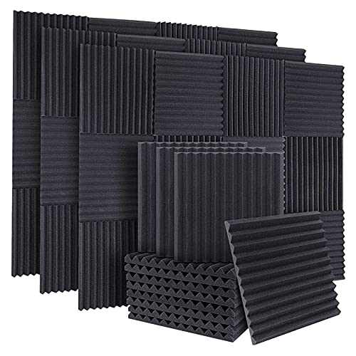 Pyatofly 50 Stück Akustik-Schallschutz-Schaumstoff-Schalldämmplatten, Keil für Studio-Wände, Decke, 2,5 x 30,5 x 30,5 cm