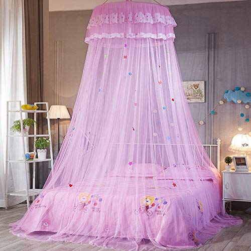 Kuppel Moskitonetz, Spitze Prinzessin Bett Baldachin Geschenk Dekorativer Aufnäher zum Kind Babybett Ideal für Schlafzimmer Dekorativ-Rosa