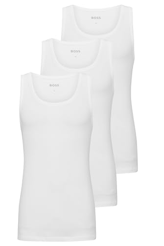 BOSS Hugo Herren Tank Tops Unterhemden Pure Cotton Regular Fit 50325406 6er Pack, Farbe:Weiß, Wäschegröße:2XL, Menge:6er Pack (2X 3er), Artikel:50325387-100 White