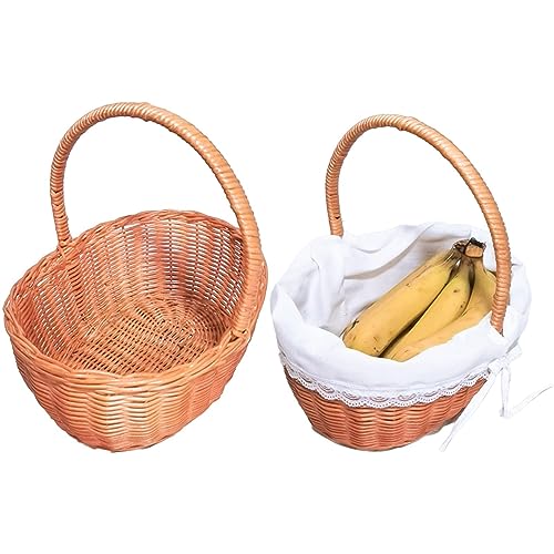 Rattan gewebte Tasche | Handgewebter Rattan-Aufbewahrungskorb - Tragbarer Garten-Erntekorb, Aufbewahrungskorb für Süßigkeiten, Spielzeug, Obst, Lebensmittel Chaies