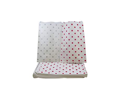 CuteBox Flache Papier-Geschenktüten mit weißen Punkten, 21,6 x 27,9 cm, für Waren, Handwerk, Gastgeschenke, Einzelhandel, 200 Stück