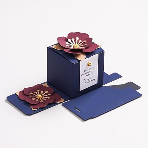 50/100 Stück blaue Blumen Geschenkbox Verpackung Hochzeit Süßigkeiten Box für Gäste Geburtstag Party Gastgeschenke Brautparty Boxen