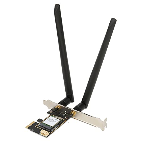 PCIe WiFi 6-Karte, Bluetooth 5.2 1800 Mbit/s Tri-Band Wireless WiFi-Netzwerkadapterkarte mit 2 Antennen, Wireless WiFi 6-Karte für PC Windows 11 10, Extrem Niedrige Latenz