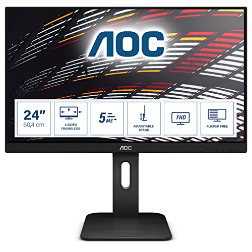 AOC 24P1 - 24 Zoll FHD Monitor, höhenverstellbar ( 1920x1080, 60 Hz, VGA, DVI, HDMI, DisplayPort, USB Hub) schwarz