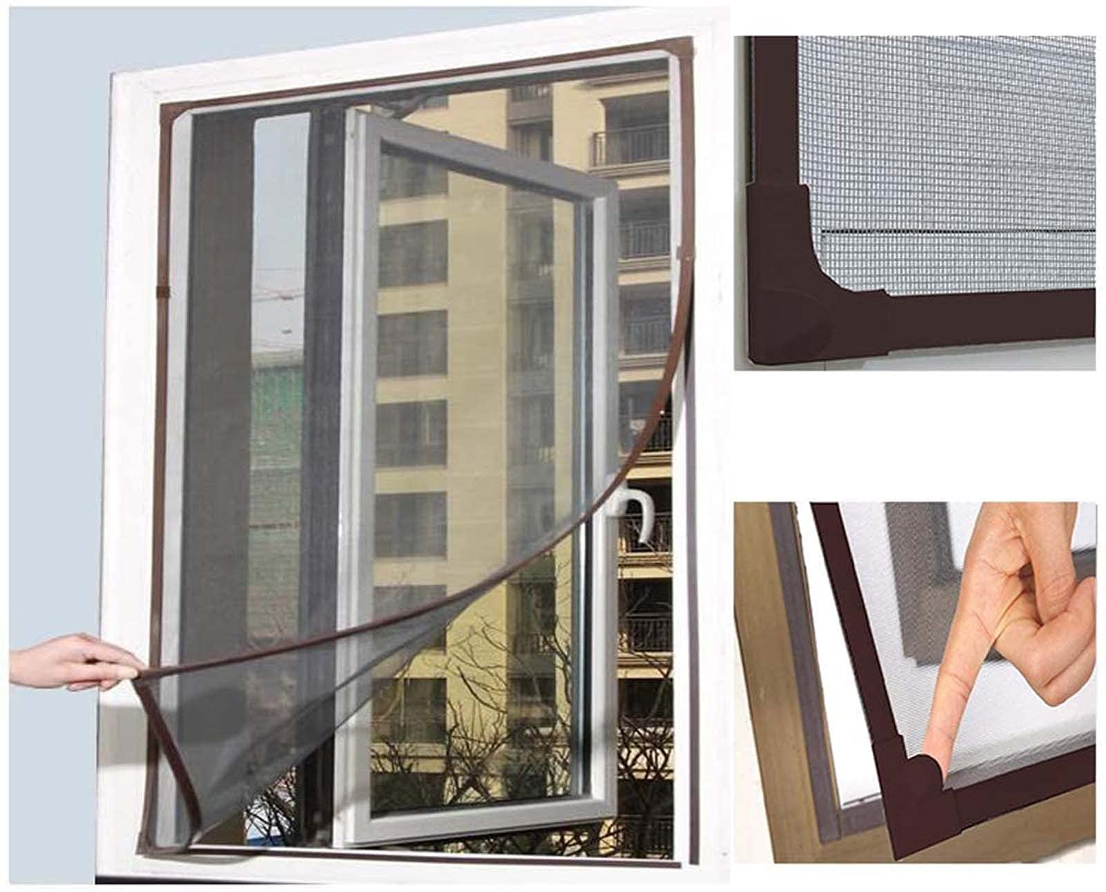 Hengz Katzenschutz-Fenster, magnetisch, zuschneidbar, Moskitonetz, Insektenschutz-Fenster mit Rahmen, hält Fliegen fern, zuschneidbar, Insektenvorhang, 180 x 200 cm (braun)