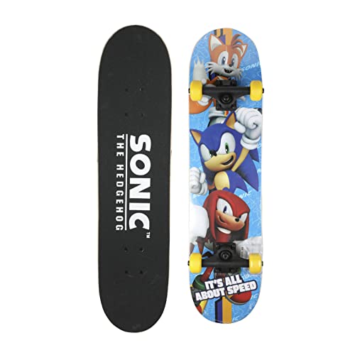 Sonic The Hedgehog Skateboard, 78,7 cm, 9-lagiges Ahorn-Schreibtisch-Skateboard, für Cruising, Carving, Tricks und Downhill