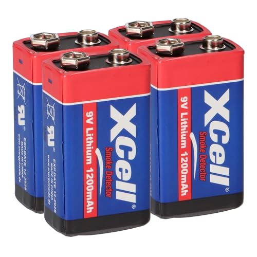 4X Batterie Lithium 9 Volt Block 1200mAh, 9v E-Block (U9VL, CR-9V, 6LR61) 10 Jahres Batterie ideal für z.B. Rauchmelder, Feuermelder, Messgeräte, Mikrofone u.v.m. AKKUman Set (4 Stück)