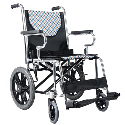 GHBXJX Rollstuhl Leicht Faltbar Transportrollstühle, Ultraleicht Rollstuhl für die Wohnung, Rollstühle für Erwachsene, Reiserollstuhl, Klappbare Rückenlehne, Sitzbreite 41cm, Aluminium, 10 kg