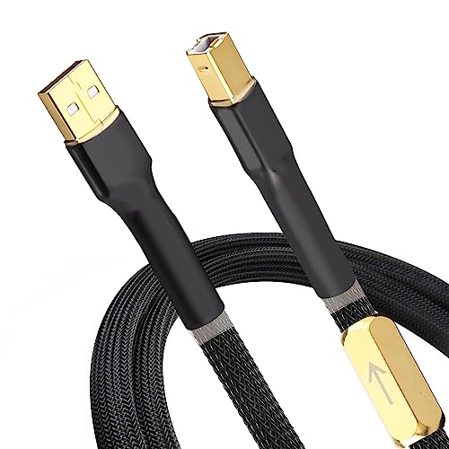 Viborg HiFi-USB-Kabel, 4 N OFC USB 2.0 A-Stecker auf B-Stecker, digitales Audio-DAC-Kabel, professionelles USB-Kabel (0,5 m)