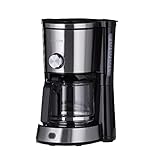 SEVERIN Kaffeemaschine "TypeSwitch" mit Glaskanne, AromaSwitch zur Wahl zwischen 2 Brühprofilen, Kaffeeautomat für bis zu 10 Tassen, 1.000W, Edelstahl-gebürstet-schwarz, KA 4825, 34