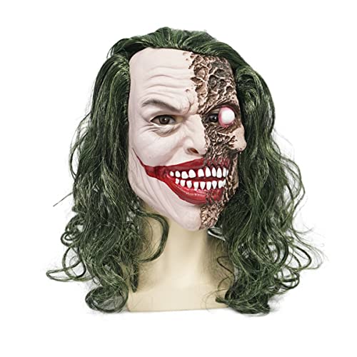 Hworks Joker Maske Latex Kopfbedeckung Cosplay Kostüm Requisiten für Halloween Party