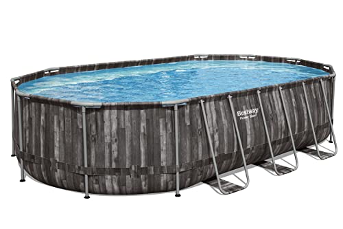 Power Steel Frame Pool Komplett-Set, oval, mit Filterpumpe, Sicherheitsleiter & Abdeckplane 610 x 366 x 122 cm