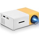 Miniprojektor, tragbarer LED-Projektor HD HDMI-Multimedia-Player Heimkino-Kinoprojektor Kompatibel mit AV/USB/HDMI/Speicherkarte(EU-Stecker weiß gelb)