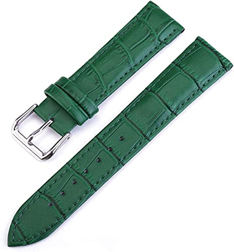 Herrenarmband, Lederarmband, Armband for Männer und Frauen, Uhrenarmband, Gürtel, Damen-Lederarmband, 10 24 mm mehrfarbige Uhrenarmbänder (Color : Grün)