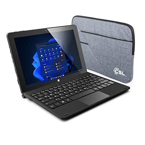 CSL Panther Tab HD USB 3.1 inkl. Windows 10 Pro - 10.1 Zoll (25,6 cm) Tablet, Intel QuadCore CPU 4X 2600 MHz Intel Burst Frequenz, 4GB DDR4-RAM, 240GB SSD, Tastatur-Dock, Tasche