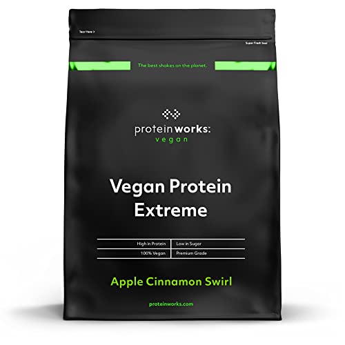 Vegan Extreme Protein | 100% pflanzlich | Essentielle Vitamine | FÜNF Proteinmischungen | Protein Works | Apfel-Zimt-Swirl | 2kg