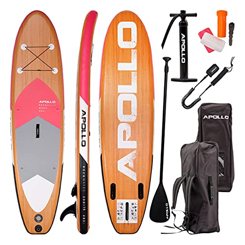 Apollo SUP Board, iSUP Komplettset, Stand-up-Paddling Set, aufblasbares Board, inkl. Paddel, Pumpe und Reparaturset, für Anfänger und Profis