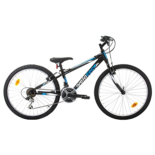 Probike Tempo 24 Zoll Fahrrad Mountainbike ALU Rahmen Shimano 18 Gang für Jungen, Mädchen geeignet ab 130 cm - 155 cm (Schwarz Blau, 279)