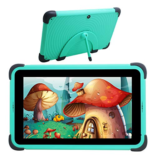 Kinder Tablet 7 Zoll WiFi Android 10 Tablet PC IPS HD-Bildschirm, 2 GB RAM 32 GB ROM, Kindersicherungstablett für Kinder, Kleinkind-Lerntablett Kindersichere Hülle mit Ständer (Green)
