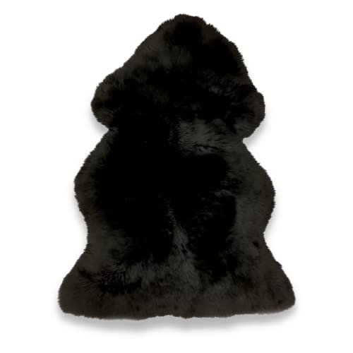 Lammfell Naturform Merino Schaffell Auflage Überwurf Natur 100 x 60 cm (schwarz)