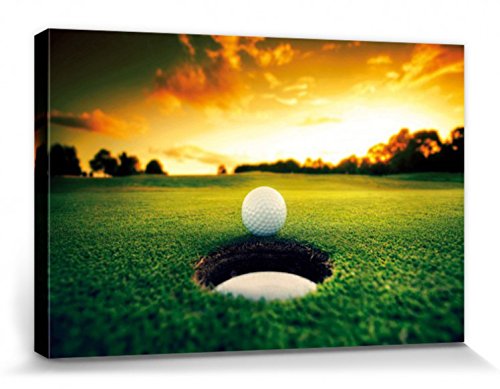 1art1 Golf - Golfball An Der Loch-Kante Poster Leinwandbild Auf Keilrahmen 120 x 80 cm