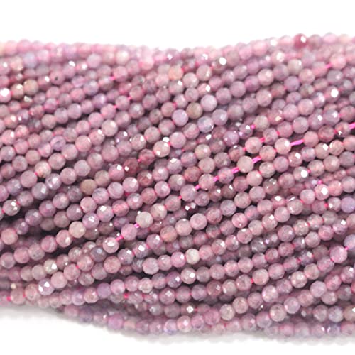 Tacool Natürliche facettierte runde 2 mm echte Edelstein-Schmuckherstellung, lose Perlen (heller Rubin)
