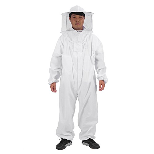 Bee Jacket, Professional Weiche Imkerschutzkleidung Imkerschleier Schutzausrüstung Ganzkörper-Imkeranzug mit Imkerhut für Männer und Frauen (Weiß)(XL)