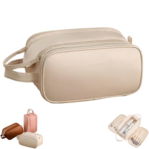 Luxorluxe Make-up-Tasche, Luxorluxe Reise-Kosmetiktasche mit großem Fassungsvermögen, tragbare Aufbewahrungs-Kosmetiktasche mit großem Fassungsvermögen (One Size,White)